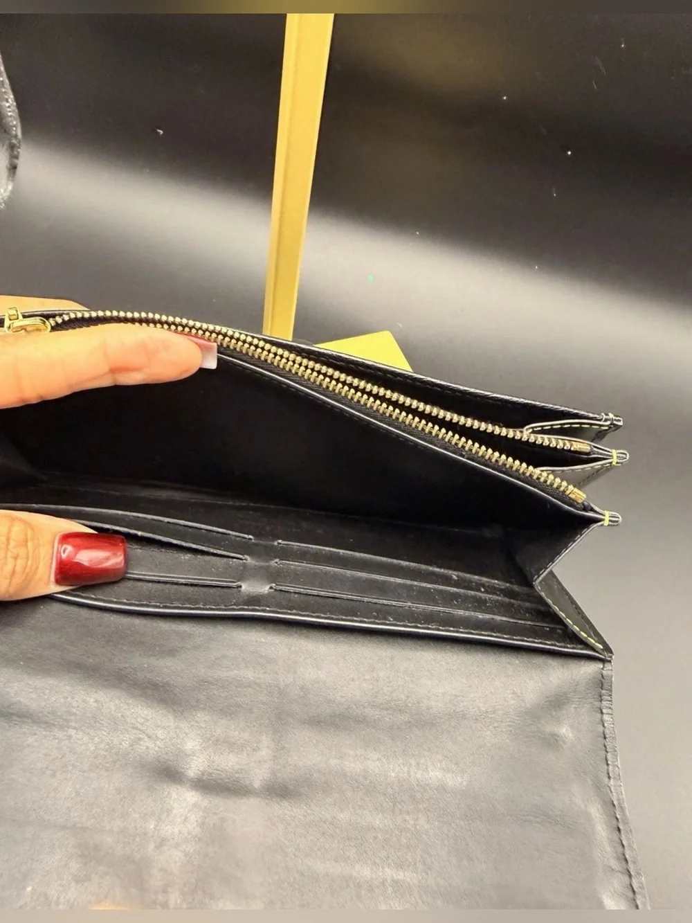 Vintage Louis Vuitton Suhali Black Leather Long Wallet Gold Hardware | COA